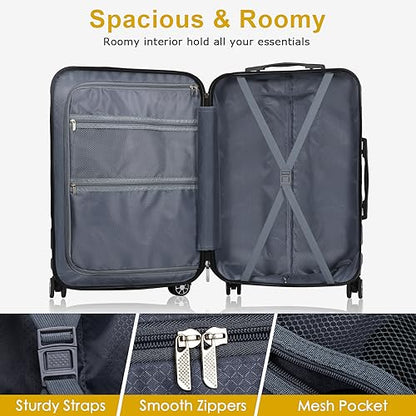 Luggage Sets Hardside Lightweight Suitcase with Spinner Wheels TSA Lock, 3-Piece Set (20/24/28) - color: Yellow