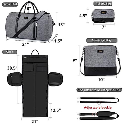 Convertible 2-in-1 Garment Bags for Travel with Waterproof Shoe Compartment - color: D-Grey