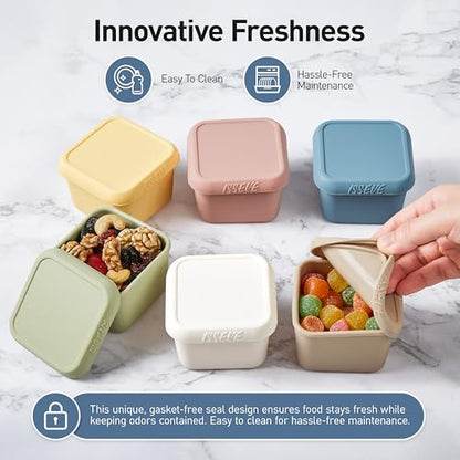 ISSEVE 6Pack 6oz Silicone Snack Containers for Kids with Lids, Reusable - size: 6oz-6pack