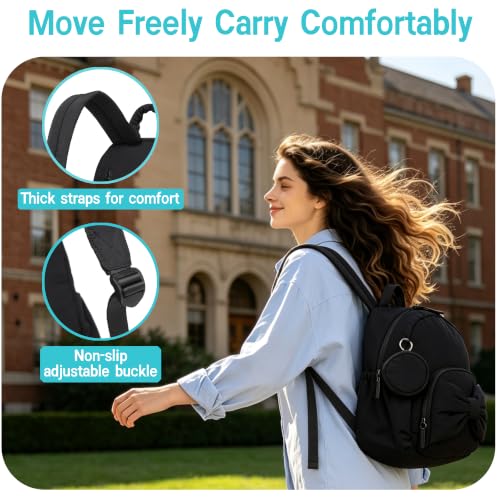 Lightweight MIni Backpack for Women,Taslan Durable Daypack,Casual Travel Backpack with Adjustable Straps for Daily,Travel - color: Lk018-hd Black-1