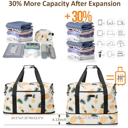 Capolo Expandable Travel Duffle Bag Weekender Overnight Bags for Women Men - color: Pineapple, size: X-Large