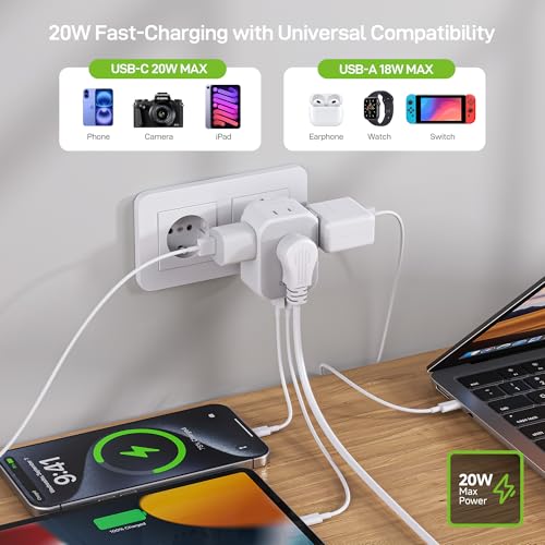 EPICKA PD 20W 2-Pack Germany France Type EF Travel Adapter, 2USB-A/2USB-C - style: 2 Packs Type EF-for Geraman&France