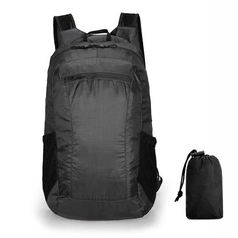 18L Mini Foldable Daypack, Waterproof and Lightweight Backpack - color: Black