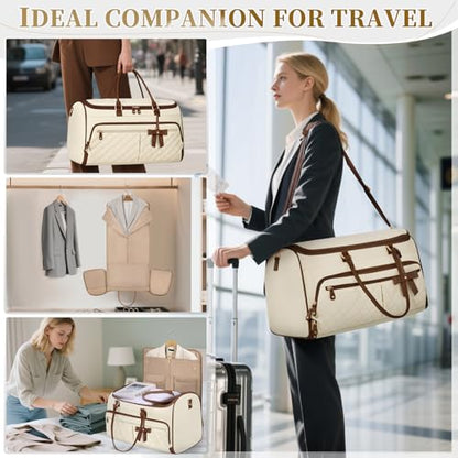 RAINSMORE Garment Bags for Travel Women with Shoe Bag & Wet Pocket - color: BeigeBrown