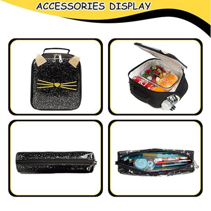 Meetbelify Girls Rolling Backpack Sequin Rolling Backpacks with Wheels for Girls for Elementary School Bag - color: Sequin Cat Black