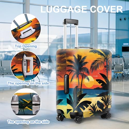 Tropical Sunset Luggage Cover – Stretchable Suitcase Protector with Beach, Palm Tree & Sunset Design – Fits 32-34 Inch Luggage – Durable & Scratch-Resistant Travel Cover with Zipper Access,XL - color: 33, size: XL(32"-34" Suitcase)