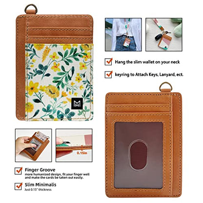 Credit Card Holder Wallet Women RFID Blocking Slim Wallet Front Pocket - color: flower