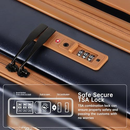 24'' Luggage,Hardside Suitcase w/Spinner Wheels,TSA LOCK - color: Blue, size: 24" Mid-Checked