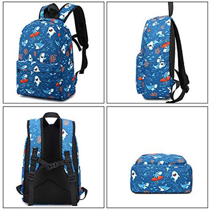 CAMTOP Backpack for Kids, Boys Preschool Backpack with Lunch Box Toddler Kindergarten Shark School Bookbag Set (Y028-2 Shark-Navy Blue) - color: Y028-2 Shark-navy Blue