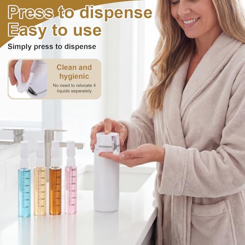 Domensi 2 Pack 4 in 1 Travel Dispenser, White - color: White