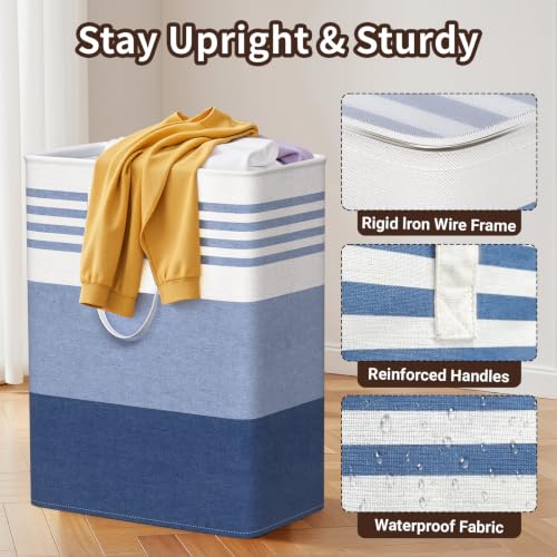 WOWBOX 2 Pack Laundry Baskets, Collapsible Dirty Clothes Laundry Hampers - color: Blue, size: 125L