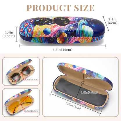 WOZEAH Eyeglasses Case Hard Shell, Protective Glasses Case for Women Men, Portable Eyeglass Holder Box with Cleaning Cloth - color: Cat4