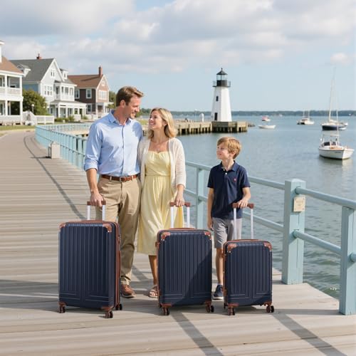 KUNEL Luggage Sets 5 Piece, Hardshell Expandable Suitcase, 20/24/28inch - color: Blue