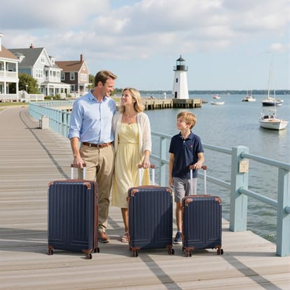 KUNEL Luggage Sets 5 Piece, Hardshell Expandable Suitcase, 20/24/28inch - color: Blue