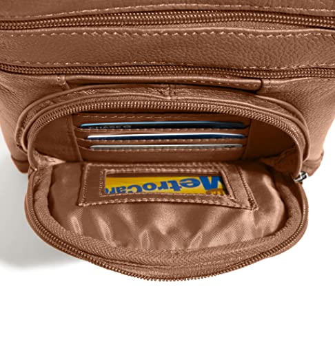 TOVOSO Crossbody Bag for Women, Genuine Leather Multi-Pocket Purse with Adjustable Strap, RFID Protection, Built-In Wallet - color: Light Brown, size: X-Large