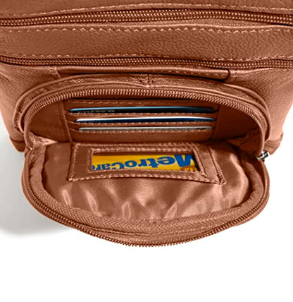 TOVOSO Crossbody Bag for Women, Genuine Leather Multi-Pocket Purse with Adjustable Strap, RFID Protection, Built-In Wallet - color: Light Brown, size: X-Large