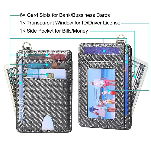 GEEAD Slim Minimalist Front Pocket RFID Blocking Card Holder Wallets for Men & Women - color: Carbon Deep Grey