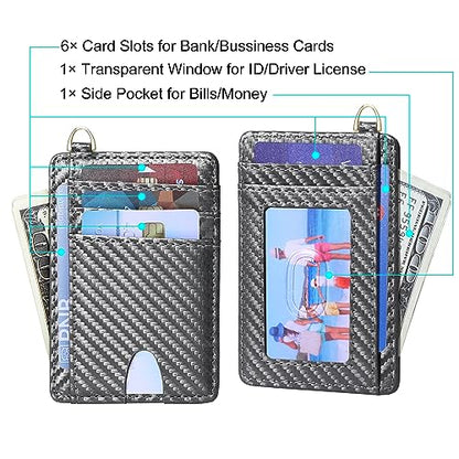 GEEAD Slim Minimalist Front Pocket RFID Blocking Card Holder Wallets for Men & Women - color: Carbon Deep Grey