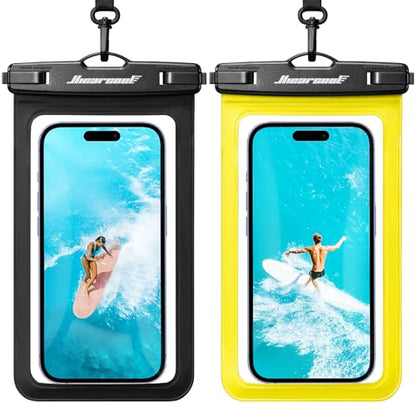 Hiearcool Waterproof Phone Pouch, Waterproof Phone Case, Black&Yellow 2Pack - color: Black & Yellow