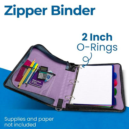 Case-it School Zipper Binder | 2-Inch O-Rings | 350-Sheet | D-251 Lavender - color: Lavender, size: 6 Pack