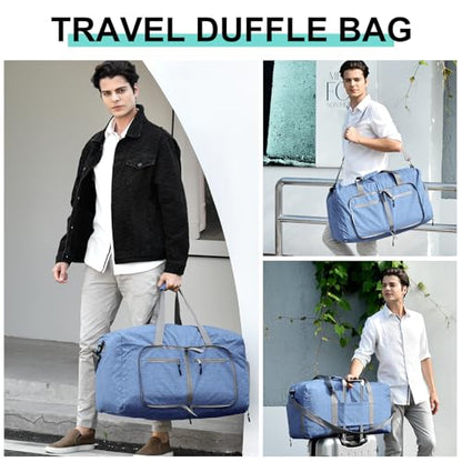 Dimayar 40L Foldable Duffle Bag, Travel & Weekender, Overnight, Gym - color: Blue, size: 40L