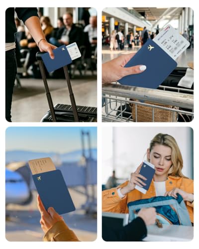Passport Holder for Travel - RFID Blocking for Women & Men - color: Navy Blue