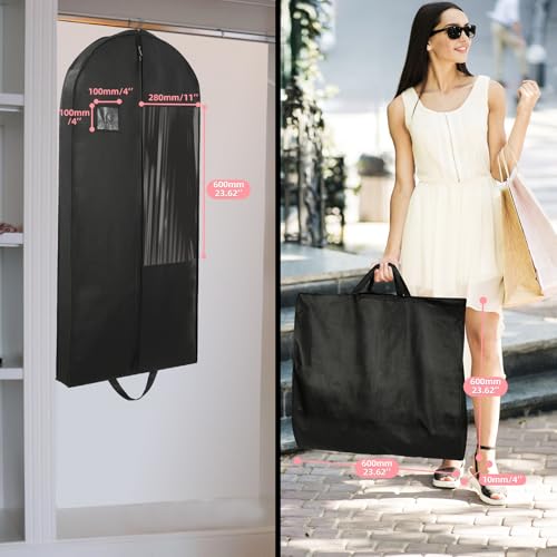 Garment Bags with 4" Gusseted(Black-43"-1pcs-Double zipper-80G Thickened) - size: 43"