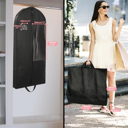 Garment Bags with 4" Gusseted(Black-43"-1pcs-Double zipper-80G Thickened) - size: 43"