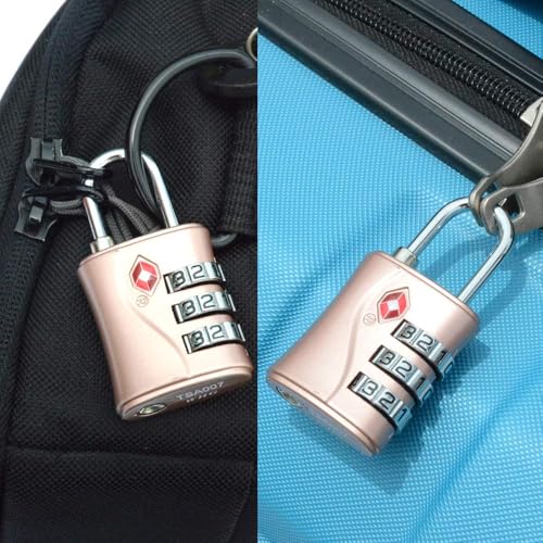 ZHEGE TSA Lock for Luggage, 3 Digit Travel Lock for Suitcase (Rose Gold) - color: Rose Gold, 1P