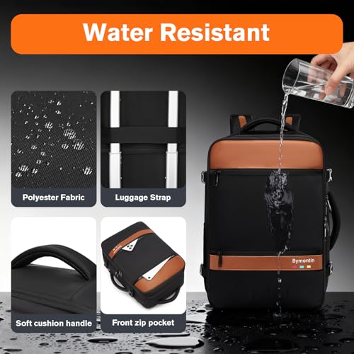 Exquisite Travel Laptop Backpack, Flight Approved Size Carry on Bag (25L) | 180° Opening, with Laptop Compartment, with Luggage Strap - color: Black, size: L (7x11x16.8")