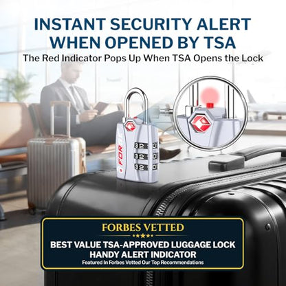 Forge TSA Approved Luggage Locks, Open Alert TSA Locks, Silver 2 Pack - color: Silver 2PK