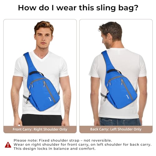 Crossbody Sling Bag, RFID Travel Hiking Sling Backpack, Compact EDC Bag - color: Blue