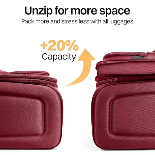 2-Piece Set Luggage,Softside Luggage Sets,Expandable 15% - color: Burgundy-Grey, size: 2-Piece Set (20"/28'')