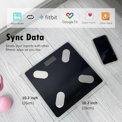 NUTRI FIT Smart Scale for Body Weight Body Fat Composition Monitor Sync App - color: Mirror Black