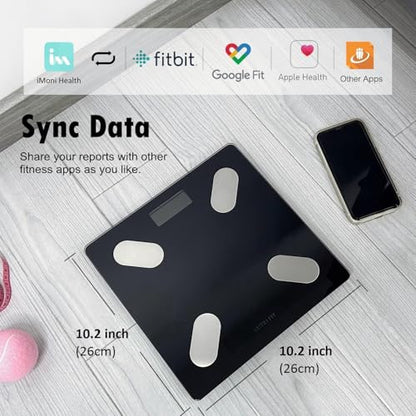 NUTRI FIT Smart Scale for Body Weight Body Fat Composition Monitor Sync App - color: Mirror Black