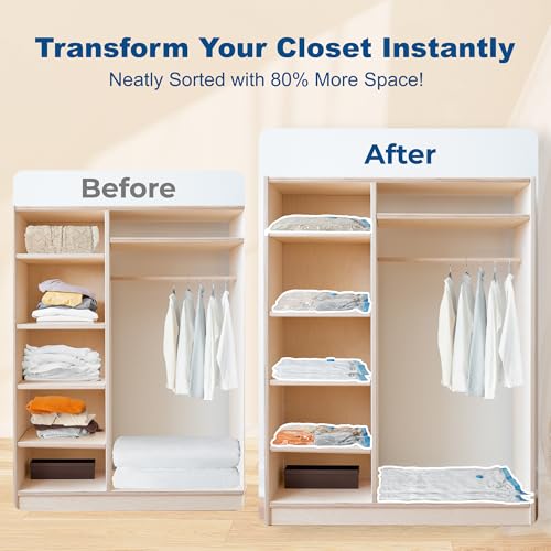 HOUSE DAY 18 Pack Vacuum Storage Bags with Electric Pump, Valve, Space Saver Vacuum Seal Bags for Clothing, Comforters, and Travel Essentials 3 Jumbo,3 Large,3 Medium,3 Small/3 Small,3 XS Roll Up Bag - size: 18 Combo-E PUMP