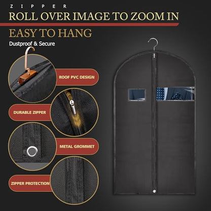 Hleelomi 10 Pack 40-in Garment Bag for Hanging Clothes Black Suit Bag - color: black, size: 40“ （10 pack)