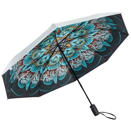 G4Free UPF 50+ UV Protection Travel Umbrella 42/46 Inch Auto Open Close - color: Peacock/Silver, size: 46 inch