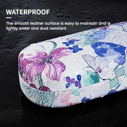 molshine Hard Shell Sunglasses Case,Classic Large Glasses Case for Women Men,Sunglass Eyeglasses - color: Blue Flower