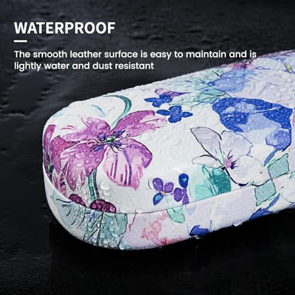 molshine Hard Shell Sunglasses Case,Classic Large Glasses Case for Women Men,Sunglass Eyeglasses - color: Blue Flower