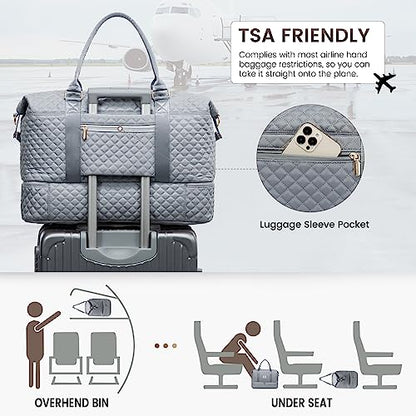 LOVEVOOK Travel Duffle Bag,Weekender Bags for Women with Shoe Compartment - color: Grey-c, size: Large-2 Pcs