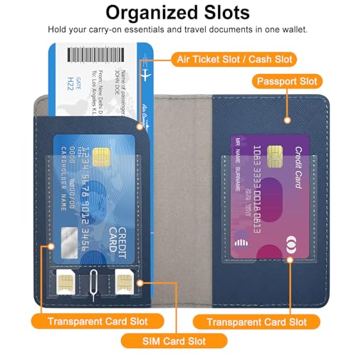 RSAquar Passport Holder for Women and Men, Blue - color: **Blue