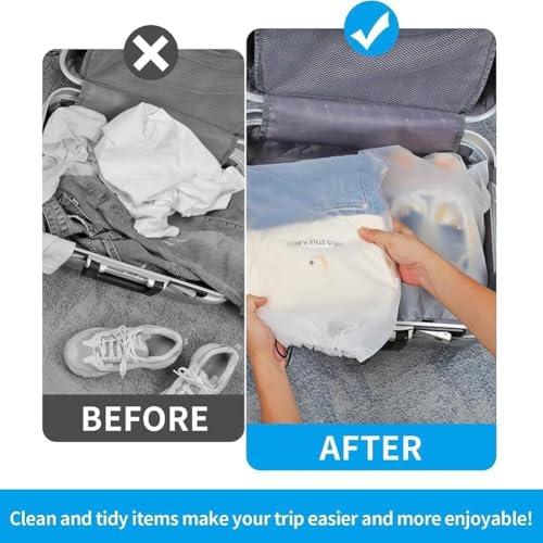 5 Pack Shoe Bags for Travel 15.7' x 11.8' Clear Waterproof Travel Shoe Bags for Packing Large Drawstring Storage Essentials Men Women clear pouches (White)