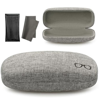 Vemiss Hard Shell Sunglasses Case, Large Linen Fabric Protective Glasses Case for Men Women - color: Grey 4, size: Sunglass Case