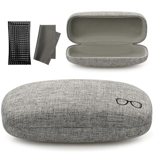 Vemiss Hard Shell Sunglasses Case, Large Linen Fabric Protective Glasses Case for Men Women - color: Grey 4, size: Sunglass Case
