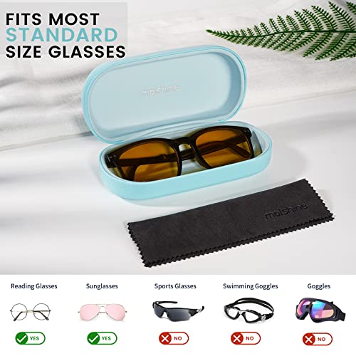 molshine Hard Shell Leather Sunglasses Case,Classic Large Glasses Case for Women Men,Sunglass Eyeglasses - color: Blue