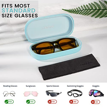 molshine Hard Shell Leather Sunglasses Case,Classic Large Glasses Case for Women Men,Sunglass Eyeglasses - color: Blue