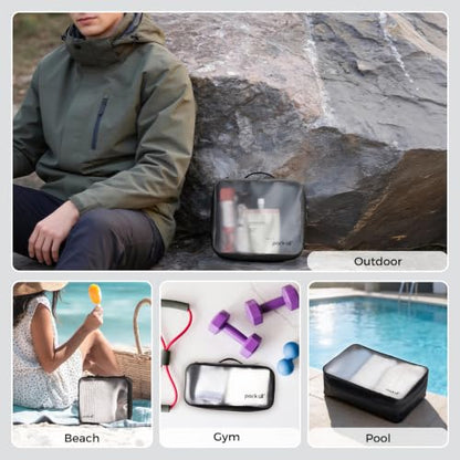 pack all Frosted Clear Organizer Pouch, Lightweight TPU Zipper Bag - size: Medium