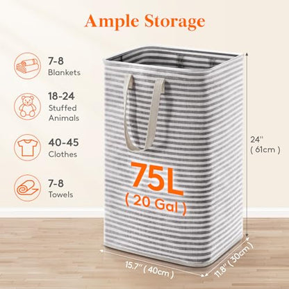 Lifewit 75L Large Collapsible Laundry Basket with Extended Handles, Black - color: Black, size: 75L