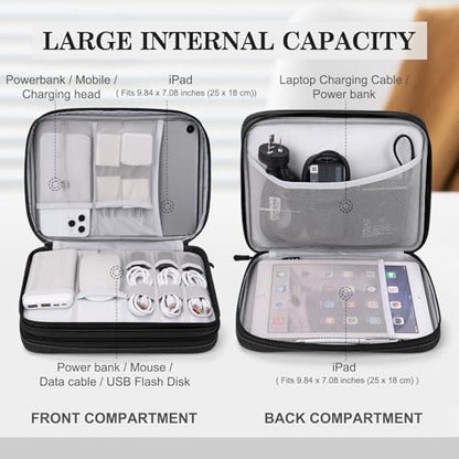 FYY Electronic Organizer, Travel Tech Pouch Bag, Extra Large, Black - color: Black, size: 10.8 x 8 x 3.15 inches